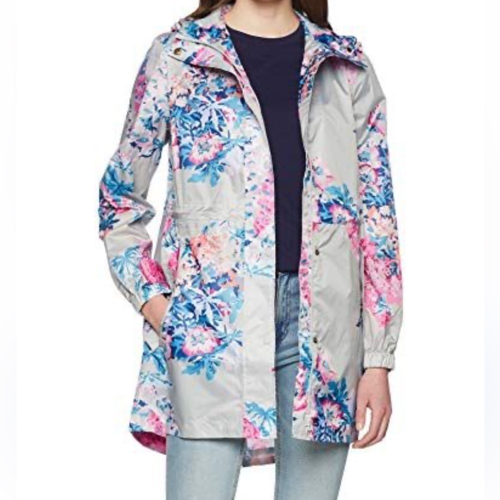 Joules Women's Golightly Printed Packable Waterproof Rain Coat jacket breathable